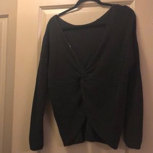 ANN TAYLOR LOFT twist open back cozy black sweater